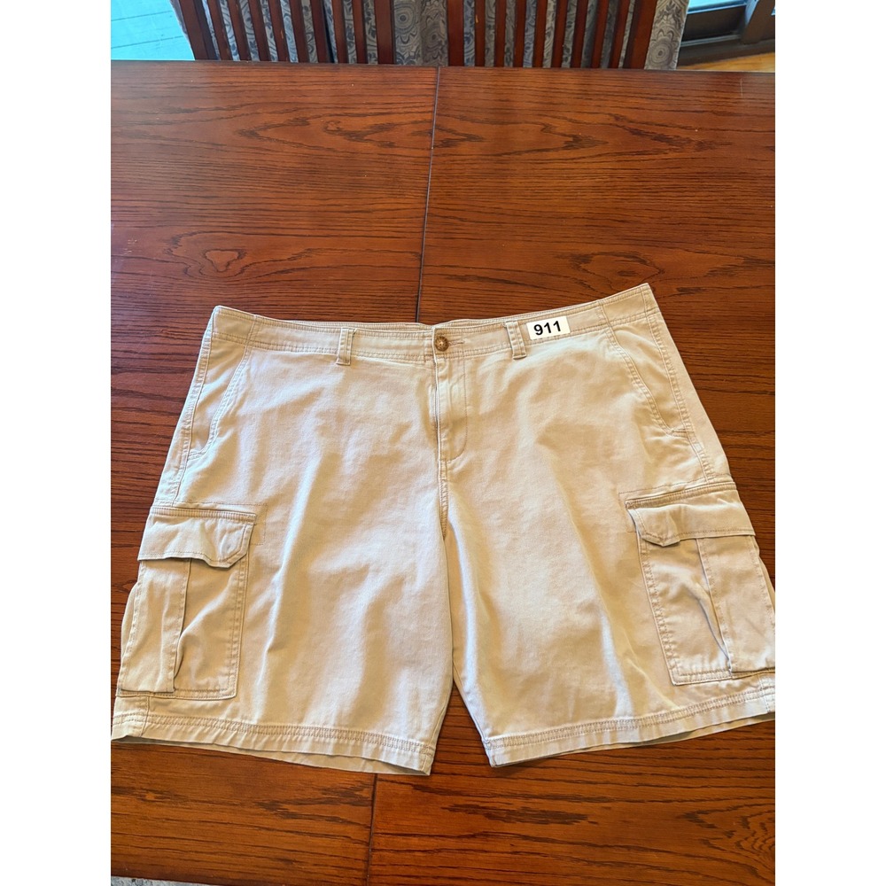 George Mens Cargo Shorts Khaki Tan Cotton Twill Multi Pocket Casual Size 42